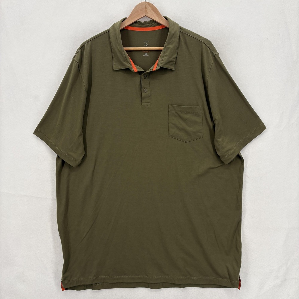 Bluffworks Polo Shirt Mens 2XLT Green Threshold Classic Fit Stretch Performance